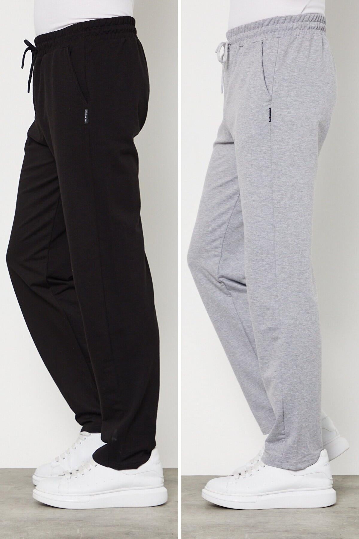 2'li Düz Paça Rahat Kesim Erkek Eşofman Altı Premium Kumaş