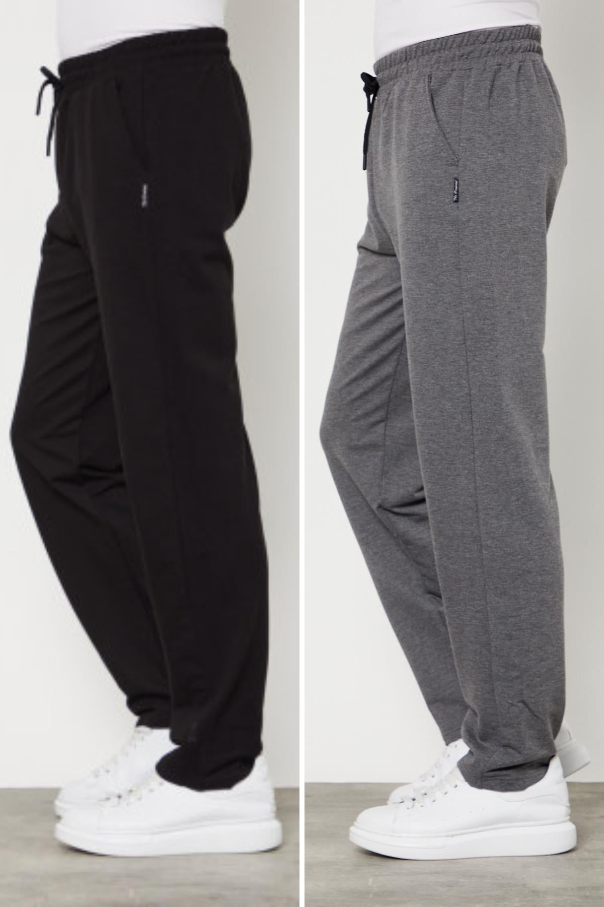 2'li Düz Paça Rahat Kesim Erkek Eşofman Altı Premium Kumaş