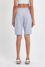 2'li Kadın Rahat Kesim Beli Lastikli Mevsimlik Yumuşak Kumaş Cepli Siyah-Gri Uzun Bermuda Şort CMRB91