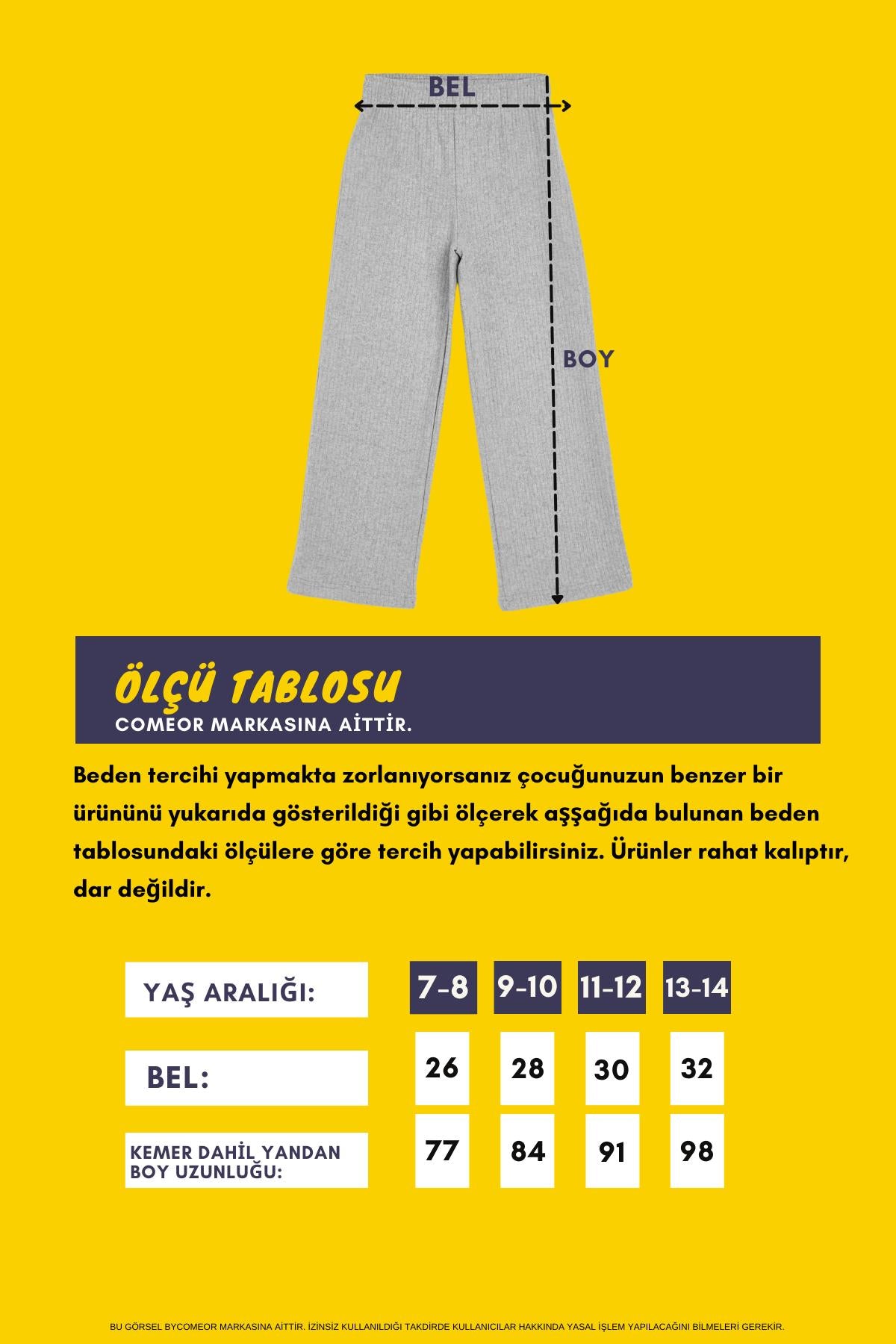 Beli Lastikli Ekru Kız Çocuk Eşofman Altı - Rahat Geniş Paça Kalın Kumaş 7-8-9-10-11-12-13-14 Yaş