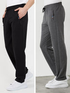 COMEOR Erkek 2'li Eşofman Altı Fermuar Cep Nakış Detaylı Düz Paça Rahat Kesim