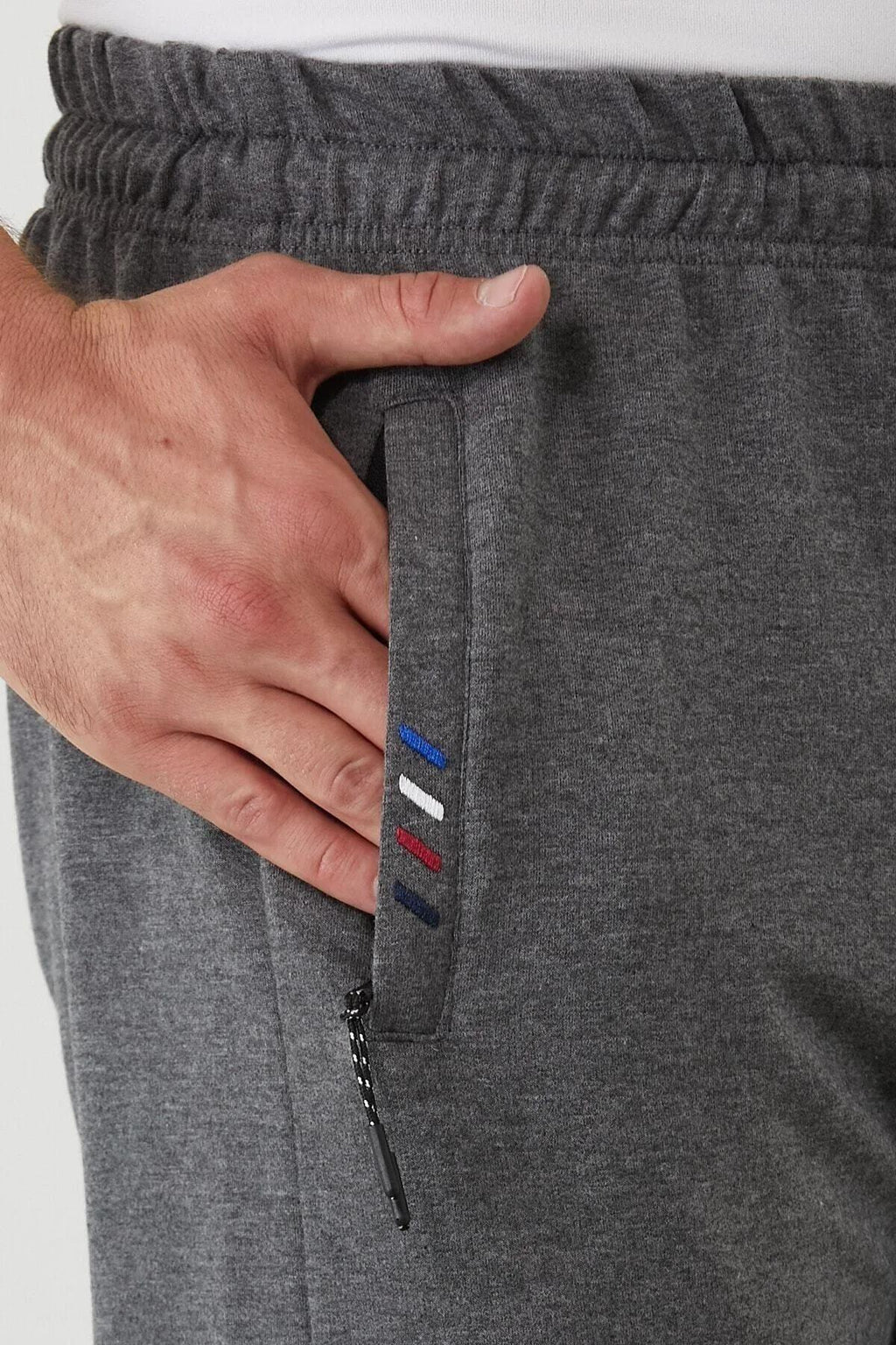 COMEOR Erkek 2'li Eşofman Altı Fermuar Cep Nakış Detaylı Düz Paça Rahat Kesim