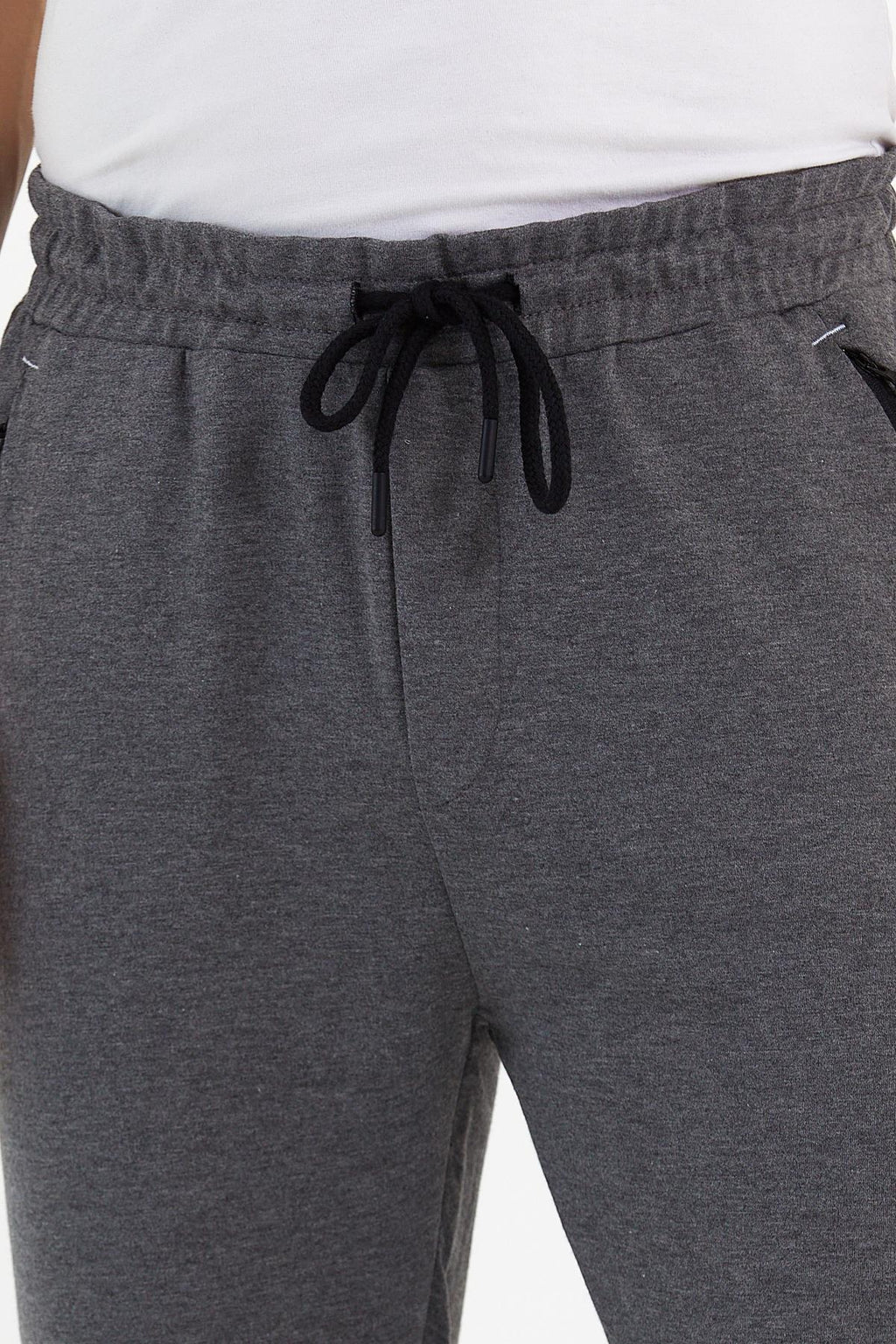 COMEOR Erkek Antrasit Slim Fit Jogger Cep Nakış Fermuar Detaylı Eşofman Altı