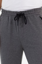 COMEOR Erkek Antrasit Slim Fit Jogger Cep Nakış Fermuar Detaylı Eşofman Altı