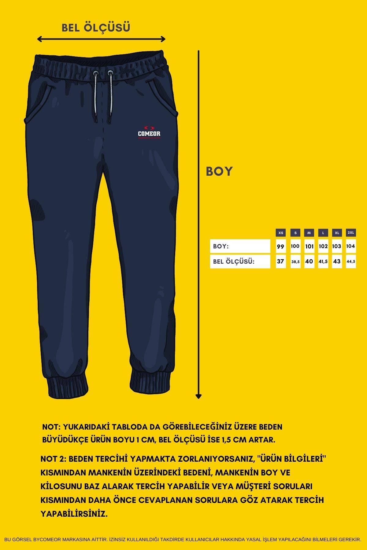 COMEOR Erkek Antrasit Slim Fit Jogger Cep Nakış Fermuar Detaylı Eşofman Altı