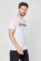 COMEOR ERKEK Beyaz Önü Yazı Baskılı Kısa Kollu Bisiklet Yaka  Basic Slim Fit T-Shirt