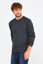 COMEOR Erkek Bisiklet Yaka Göğüs Nakış Detaylı Gri Sweatshirt