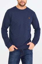 COMEOR Erkek Bisiklet Yaka Göğüs Nakış Detaylı Lacivert Sweatshirt