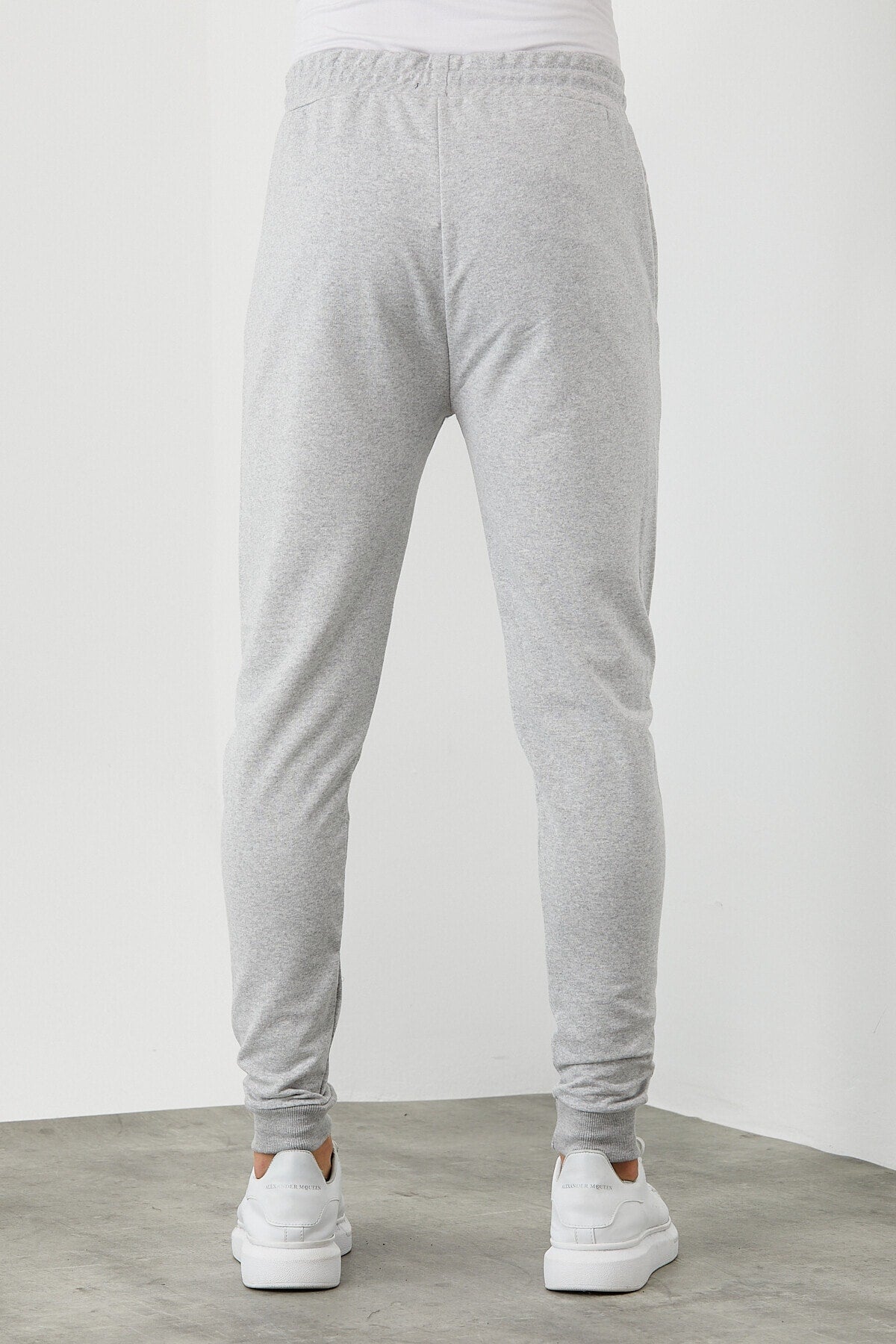 COMEOR Erkek Gri Slim Fit Jogger Cep Nakış Fermuar Detaylı Eşofman Altı