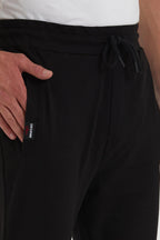 COMEOR Erkek Siyah Paçası Lastikli Cep Etiket Detaylı Eşofman Altı