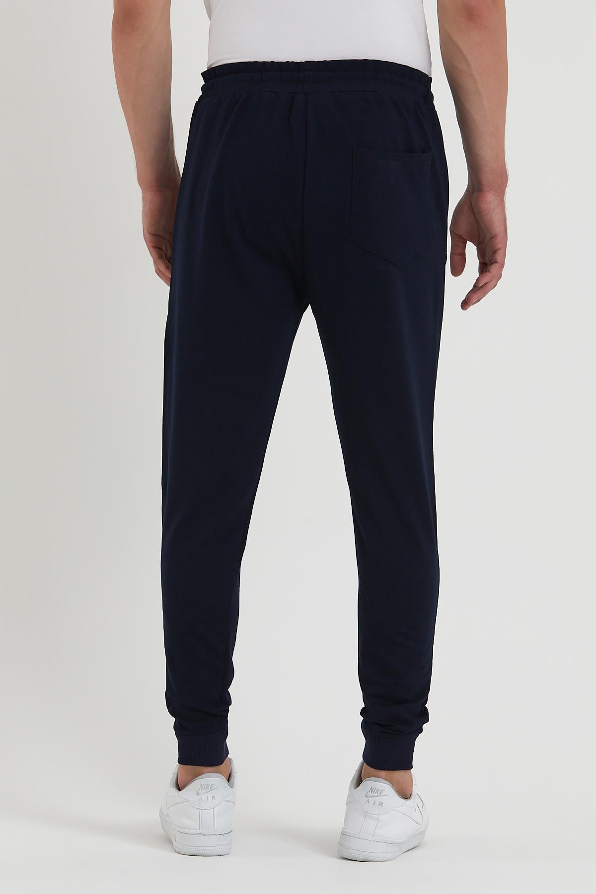 COMEOR Erkek Siyah Paçası Lastikli Cep Etiket Detaylı Eşofman Altı