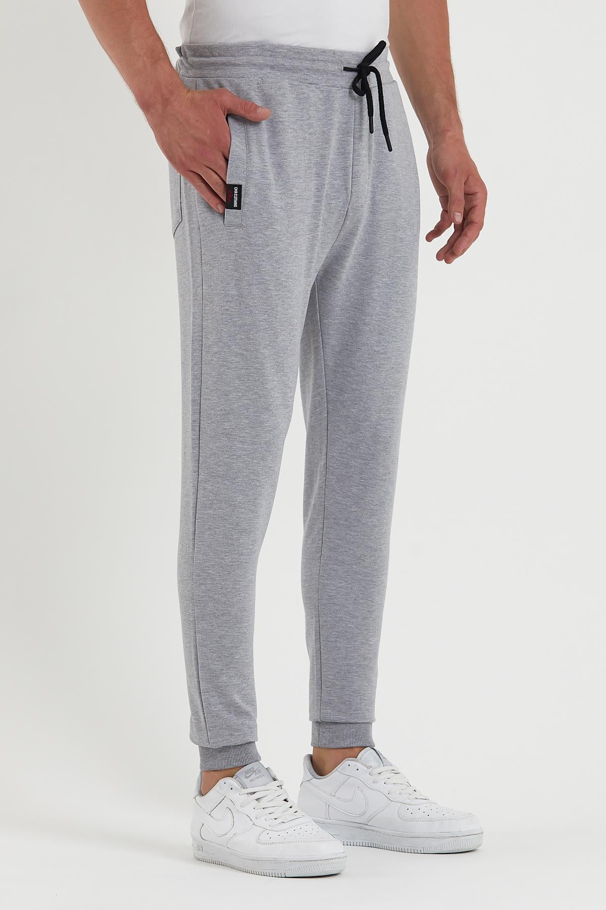 COMEOR Erkek Siyah Paçası Lastikli Cep Etiket Detaylı Eşofman Altı