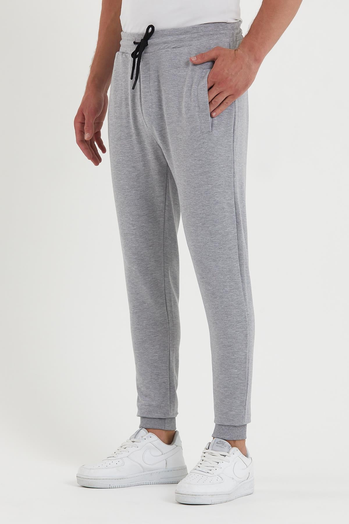 COMEOR Erkek Siyah Paçası Lastikli Cep Etiket Detaylı Eşofman Altı