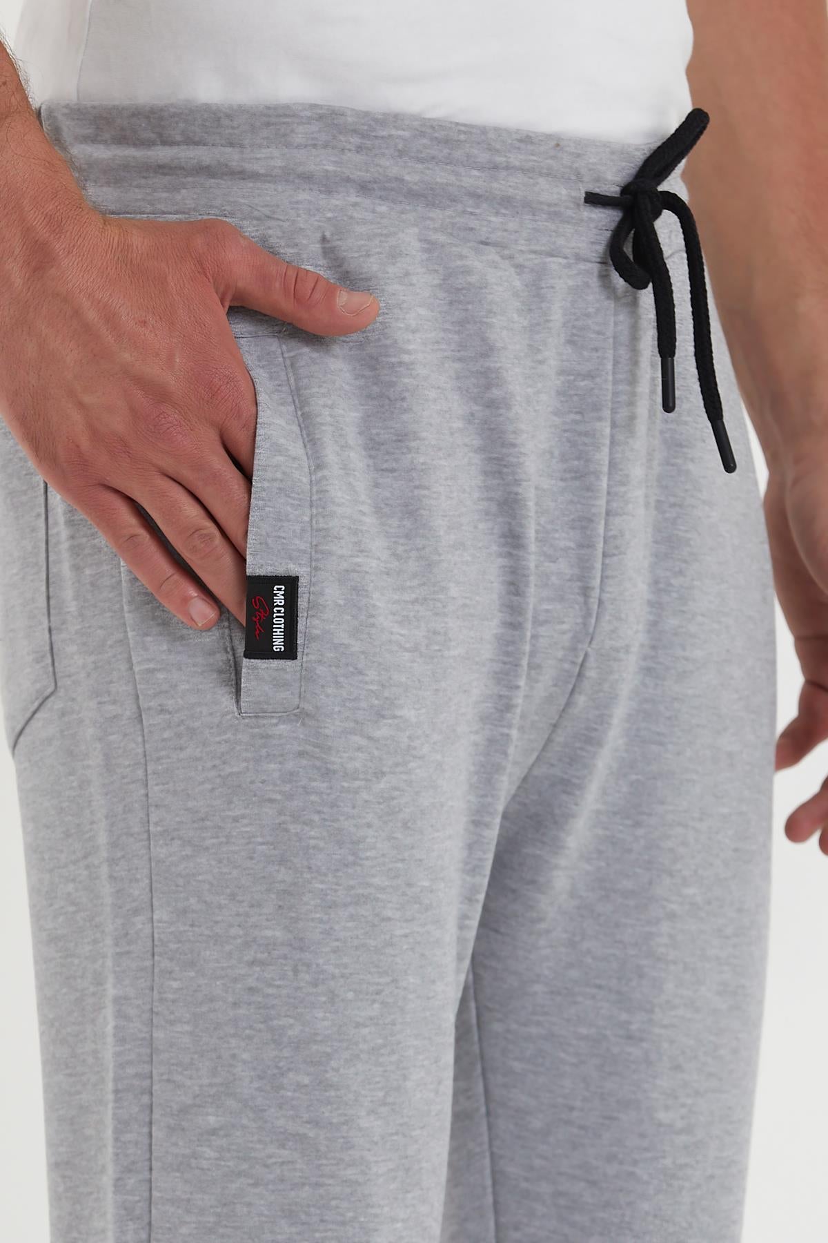 COMEOR Erkek Siyah Paçası Lastikli Cep Etiket Detaylı Eşofman Altı