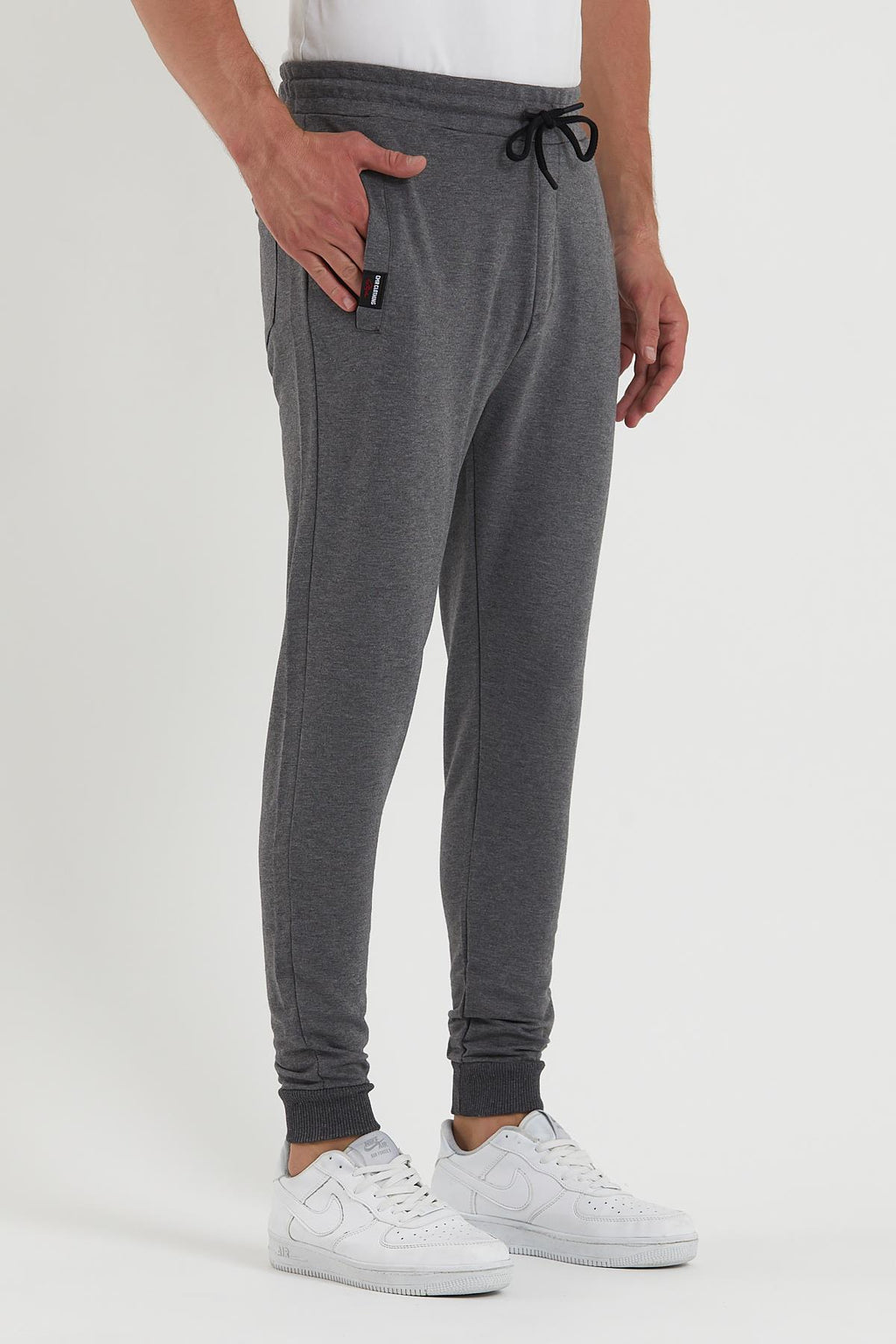 COMEOR Erkek Siyah Paçası Lastikli Cep Etiket Detaylı Eşofman Altı