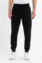 COMEOR Erkek Siyah Slim Fit Jogger Cep Nakış Fermuar Detaylı Eşofman Altı