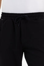 COMEOR Erkek Siyah Slim Fit Jogger Cep Nakış Fermuar Detaylı Eşofman Altı