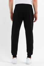 COMEOR Erkek Siyah Slim Fit Jogger Cep Nakış Fermuar Detaylı Eşofman Altı