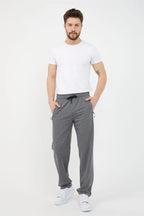 COMEOR Siyah Erkek Büyük Beden 3'lü Düz Paça Cep Fermuar Detaylı Rahat Kesim Eşofman Altı