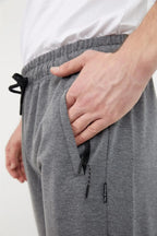 COMEOR Siyah Erkek Büyük Beden 3'lü Düz Paça Cep Fermuar Detaylı Rahat Kesim Eşofman Altı