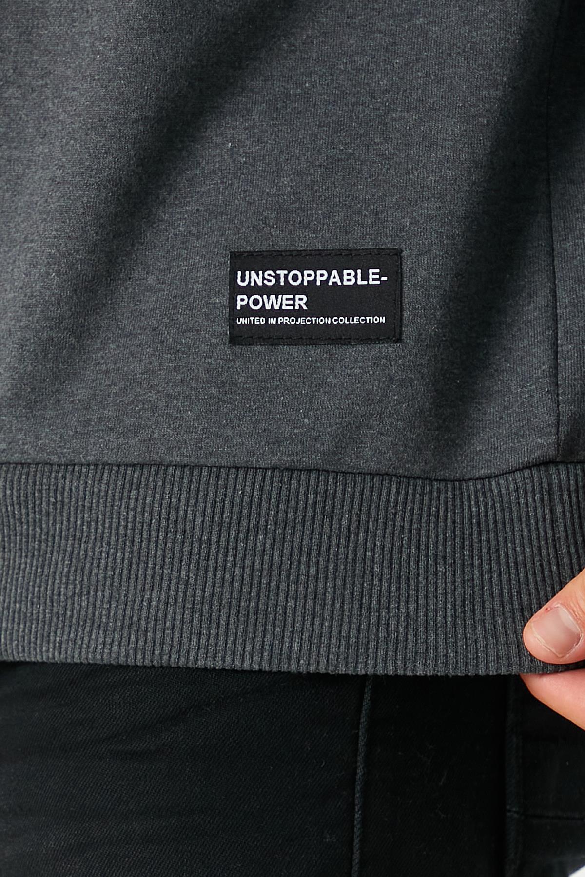 Erkek Antrasit Basic Bisiklet Yaka Regular Fit Normal Kesim 2 İplik Sweatshirt