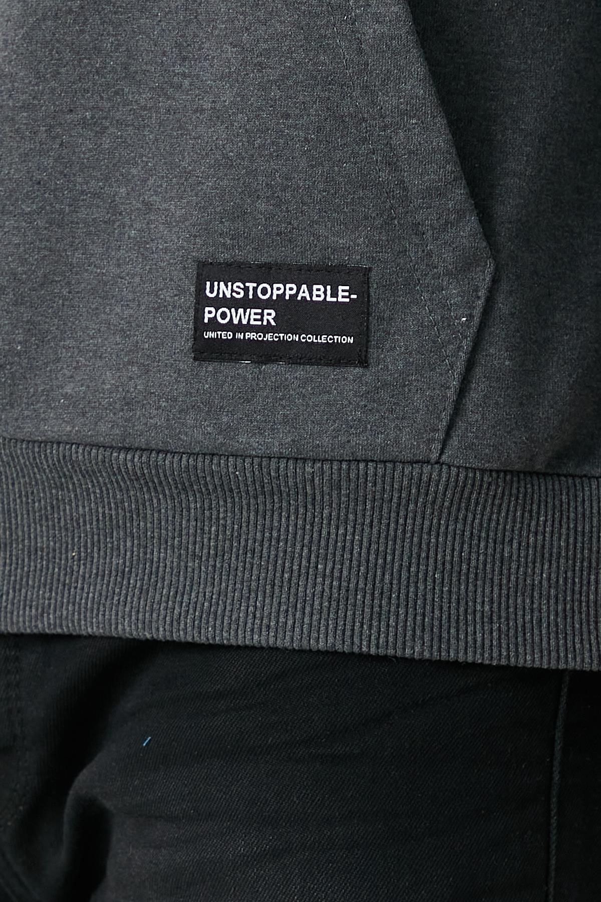 Erkek Antrasit Basic Kapüşonlu Regular Fit Normal Kesim 2 İplik Kumaş Günlük Sweatshirt