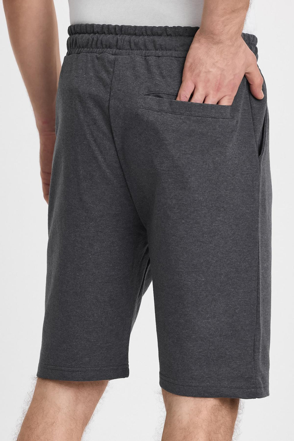 Erkek Antrasit Şort - Yan Cepli Beli Lastikli Regular Fit Rahat Kesim