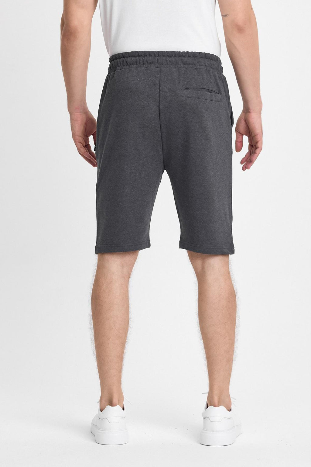 Erkek Antrasit Şort - Yan Cepli Beli Lastikli Regular Fit Rahat Kesim