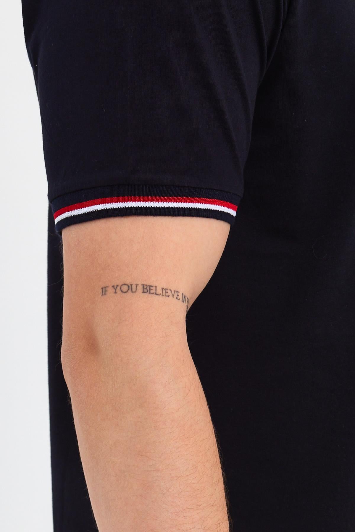 Erkek  Basic Kolları Şeritli %100 Pamuk Bisiklet Yaka Regular Fit 3'Lü T-shirt