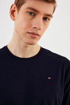 Erkek 3'lü Bisiklet Yaka T-shirt %100 Pamuk Nakış Detaylı Basic Siyah-Beyaz-Lacivert Tişört