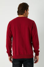 Erkek Bordo Basic Bisiklet Yaka Regular Fit Normal Kesim 2 İplik Sweatshirt