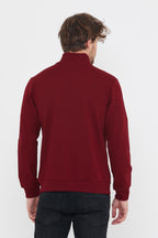 Erkek Bordo Uzun Kollu Önü Fermuarlı Hırka CMRE8293