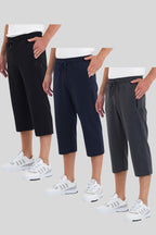 Erkek 3'Lü Cepleri Fermuarlı Bermuda Diz Altı Kapri Beli Ayarlanabilir Lastikli Uzun Şort CMRE94