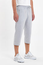 Erkek Cepleri Fermuarlı Gri Bermuda Diz Altı Kapri Beli Ayarlanabilir Lastikli Uzun Şort