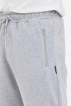 Erkek Cepleri Fermuarlı Gri Bermuda Diz Altı Kapri Beli Ayarlanabilir Lastikli Uzun Şort