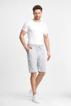 Erkek Gri Şort - Yan Cepli Beli Lastikli Regular Fit Rahat Kesim