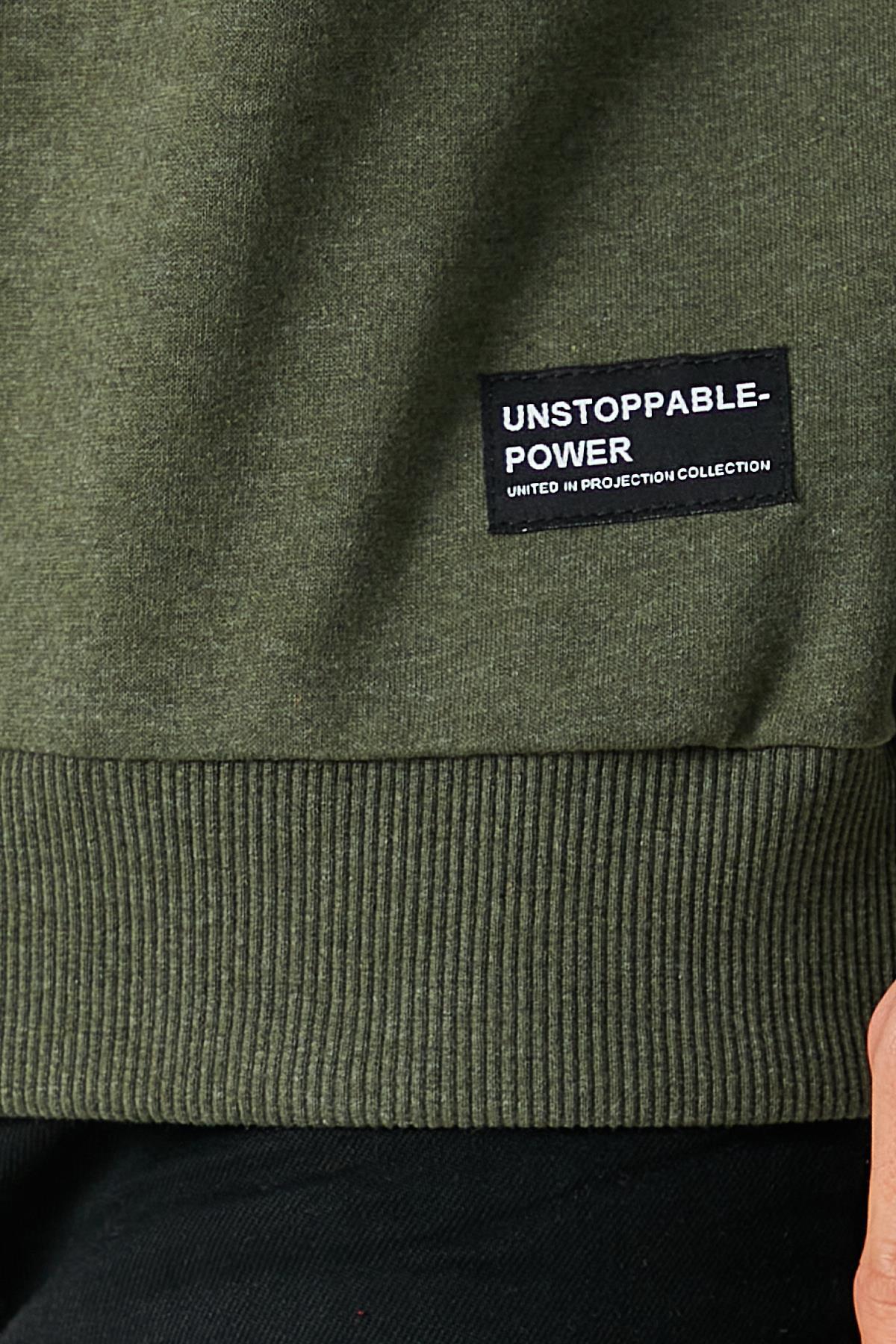 Erkek Haki Basic Bisiklet Yaka Regular Fit Normal Kesim 2 İplik Sweatshirt