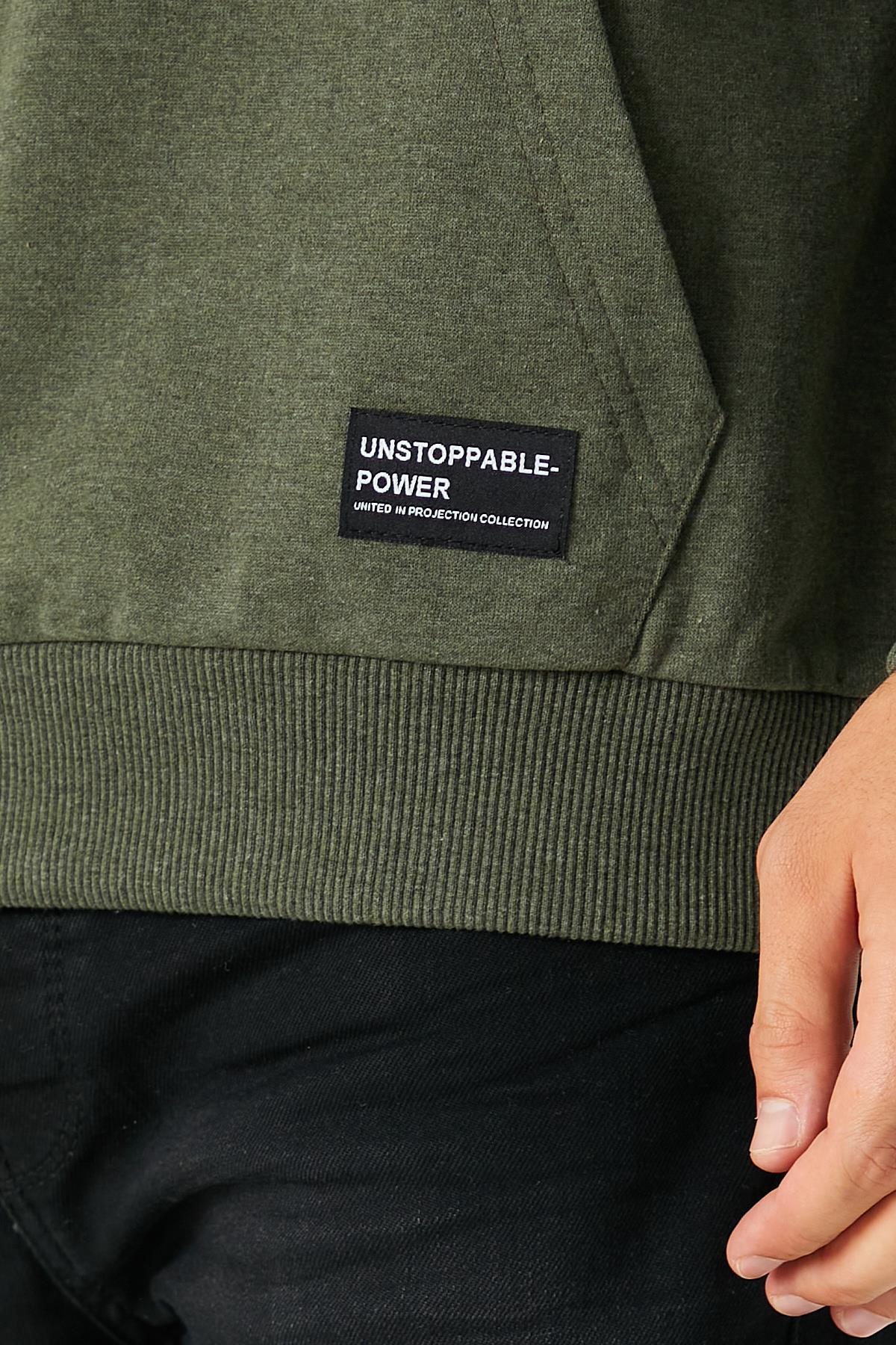 Erkek Haki Basic Kapüşonlu Regular Fit Normal Kesim 2 İplik Kumaş Günlük Sweatshirt