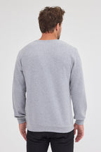 Erkek Gri Fit Normal Kesim Pamuklu Basic Bisiklet Yaka Sweatshirt