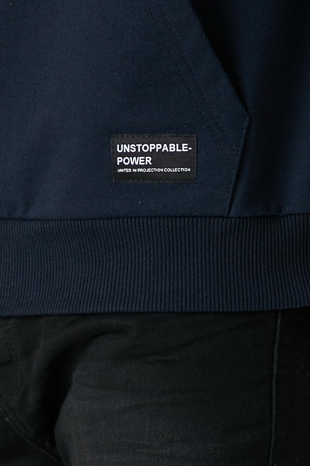 Erkek Lacivert Basic Kapüşonlu Regular Fit Normal Kesim 2 İplik Kumaş Günlük Sweatshirt