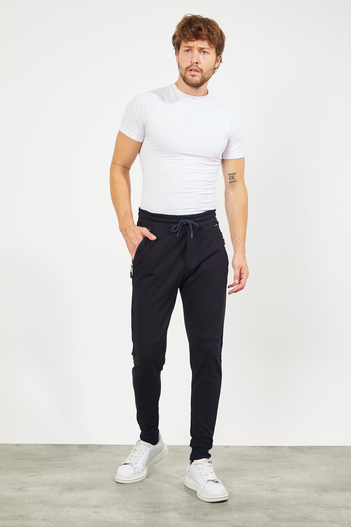 Erkek Lacivert Paçası Lastikli Eşofman Altı