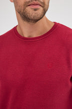 Erkek Bordo Standart Fit Normal Kesim Pamuklu Basic Bisiklet Yaka Sweatshirt