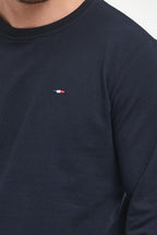 Erkek Lacivert Bisiklet Yaka Nakış Detaylı Regular Fit Sweatshirt