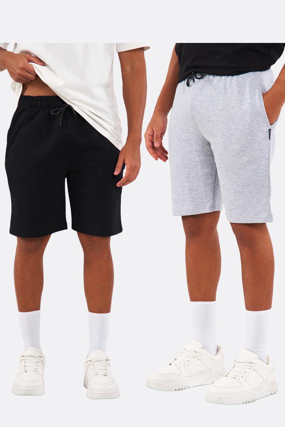 Erkek Regular Fit Yanları Cepli Rahat Kesim 2'Li Şort