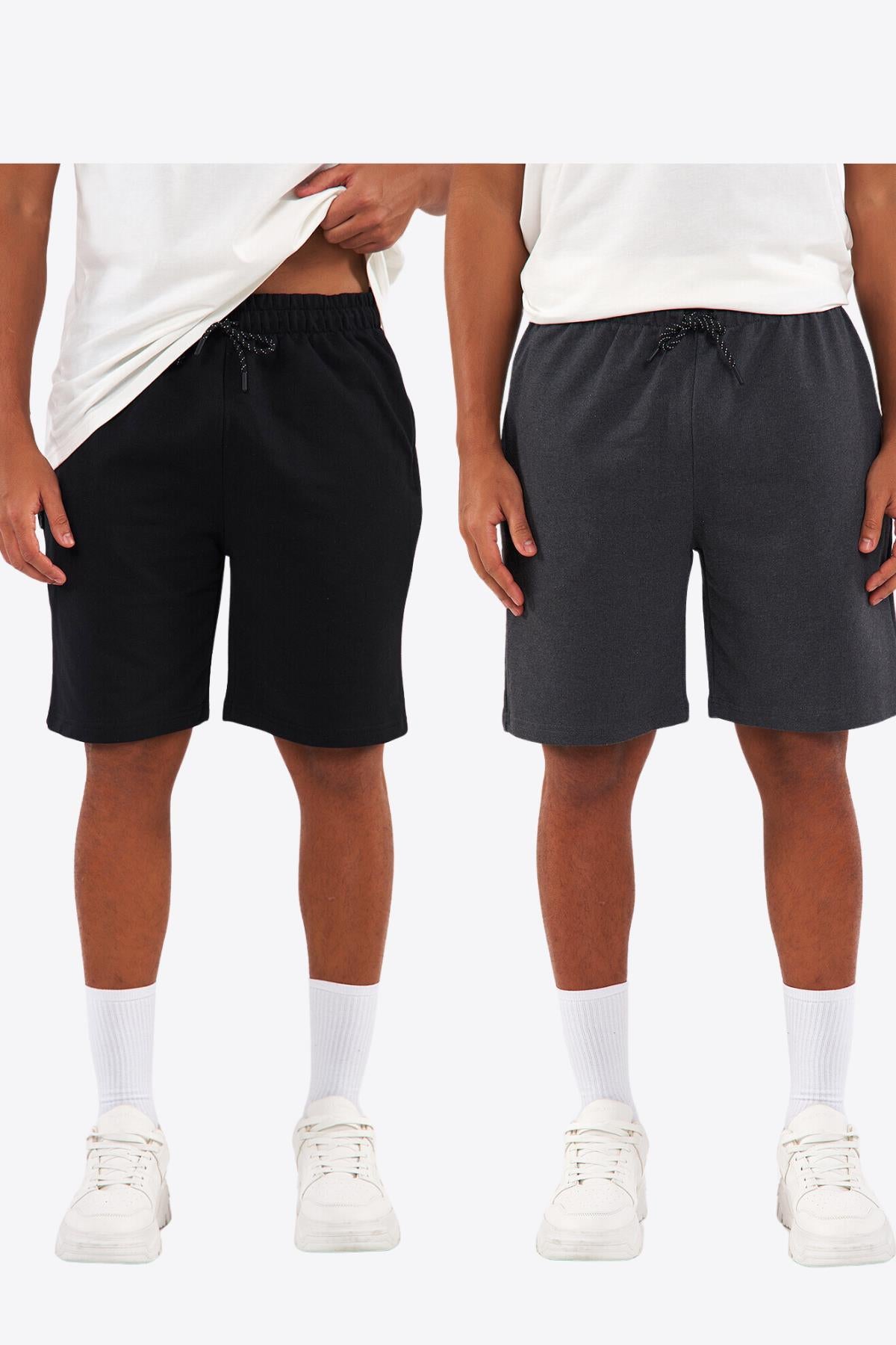 Erkek Regular Fit Yanları Cepli Rahat Kesim 2'Li Şort