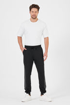 Erkek Siyah-Antrasit Standart Fit Normal Kesim Paça Ribanalı Cepli Rahat Jogger 2'li Eşofman Altı CMRE101-2