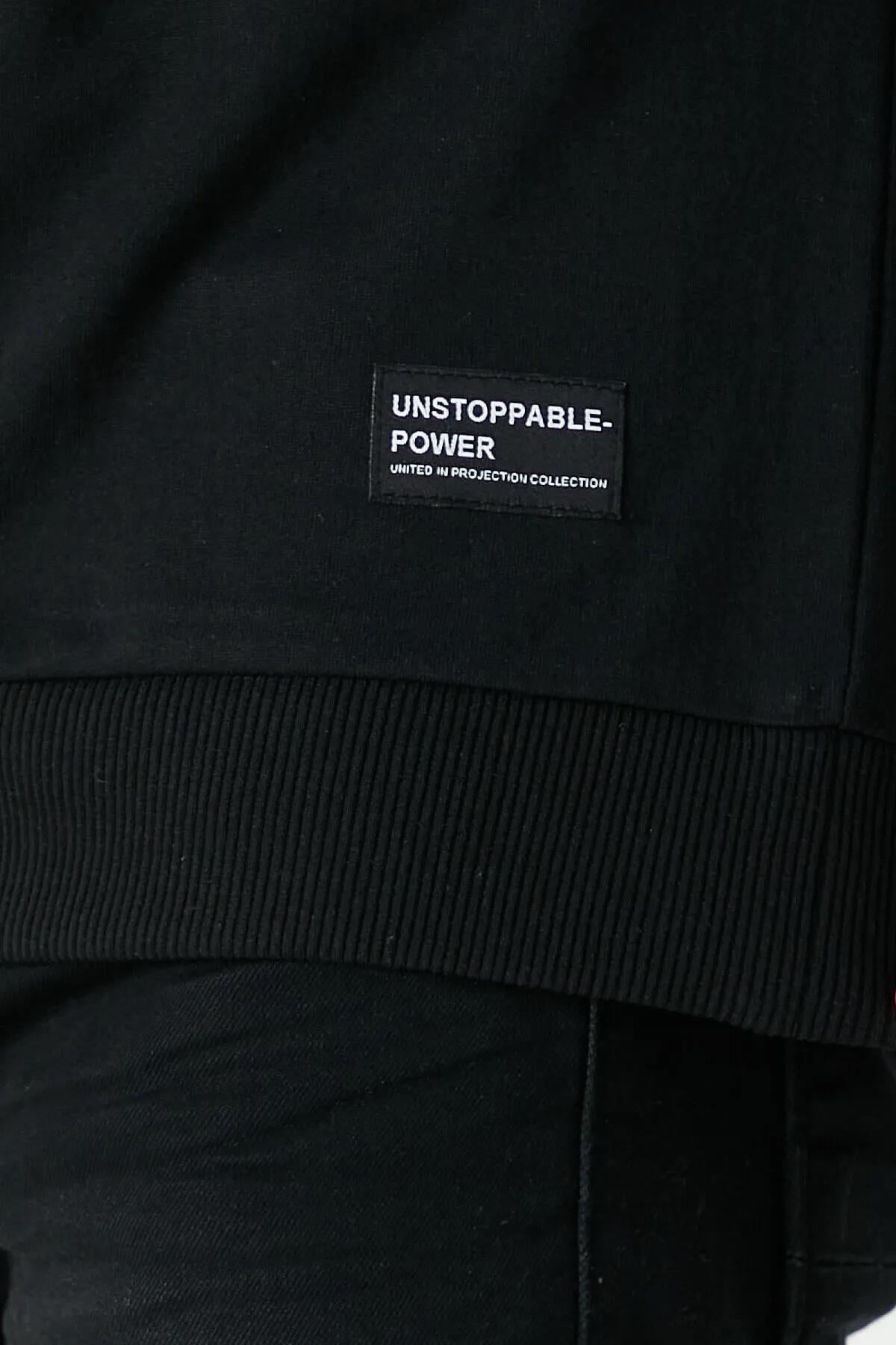 Erkek Siyah Basic 2 İplik Bisiklet Yaka Regular Fit Normal Kesim Sweatshirt