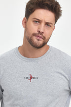 Siyah-Gri Erkek Supermagic Göğüs Baskılı Basic 2'li Sweatshirt