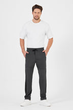 Erkek Antrasit Standart Fit Normal Kesim Düz Paça Cep Fermuarlı Rahat Jogger Eşofman Altı