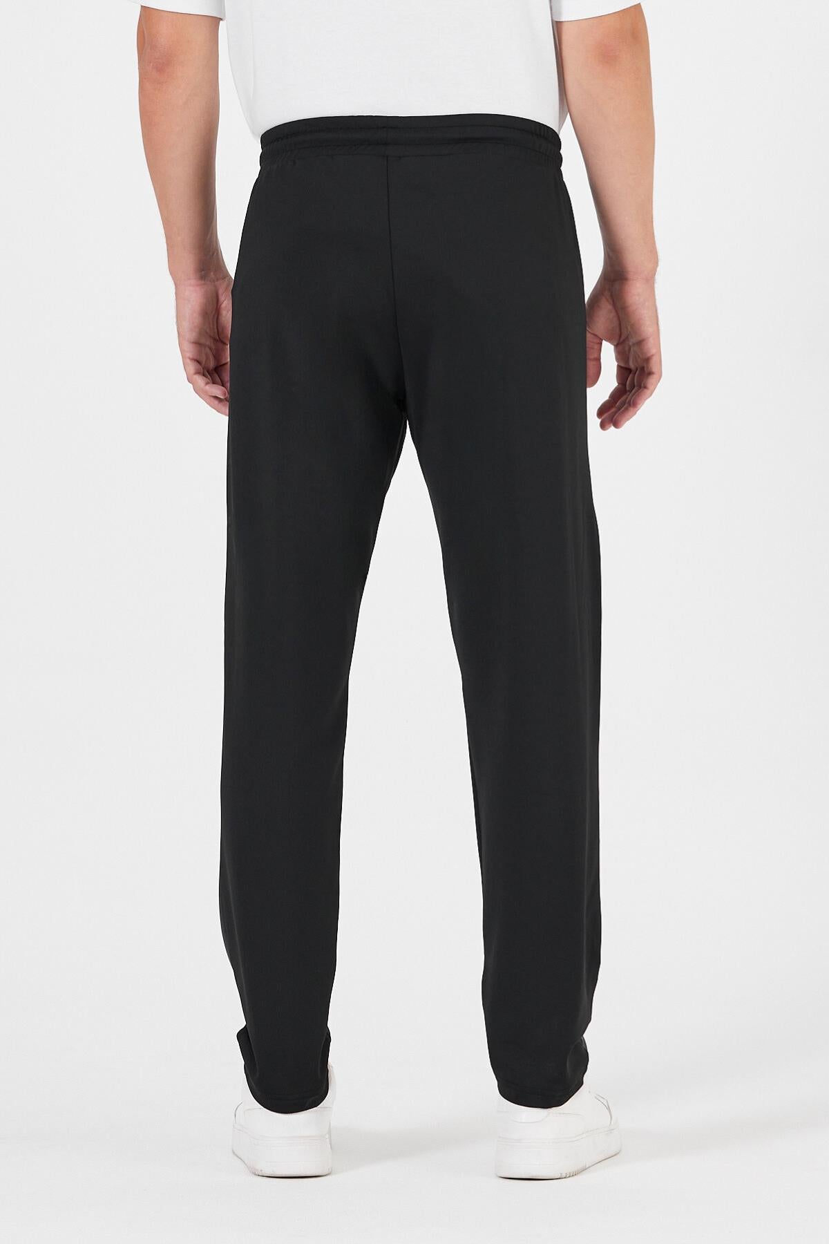 Erkek Siyah-Antrasit Standart Fit Normal Kesim Düz Paça Cep Fermuarlı Rahat Jogger 2'li Eşofman Altı CMRE100-2